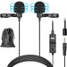 BOYA BY- M1DM Dual Lapel Lavalier Microphone - with 2 lav Mics attached to a Single 3.5mm TRRS connector