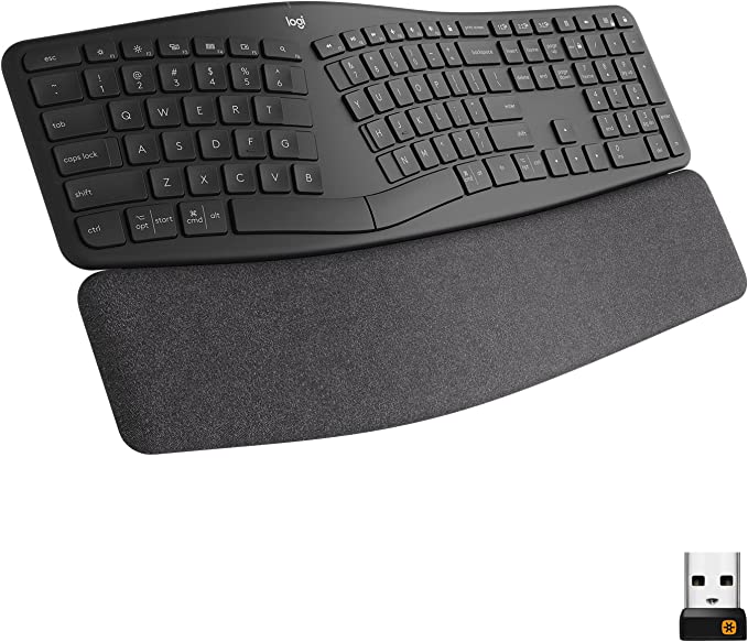 Products Logitech ERGO K860 Wireless Ergonomic Keyboard (Bluetooth and USB Connectivity) Compatible with Windows/Mac - 920-009166