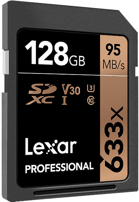 Lexar 633x Professional 128GB SDXC™ SD Card UHS-I cards, up to 95MB/s read 45MB/s write - LSD128CB633