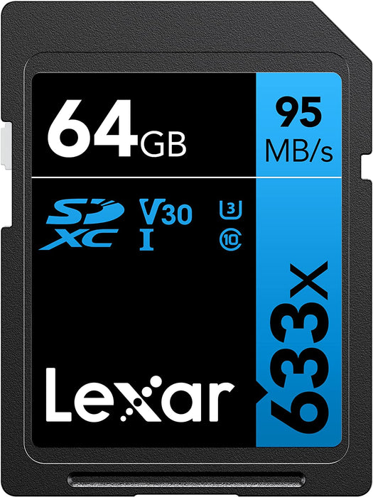 Lexar 633x Professional 64GB SDXC™ UHS-I cards,  up to 95MB/s read 45MB/s - LSD64GCB633