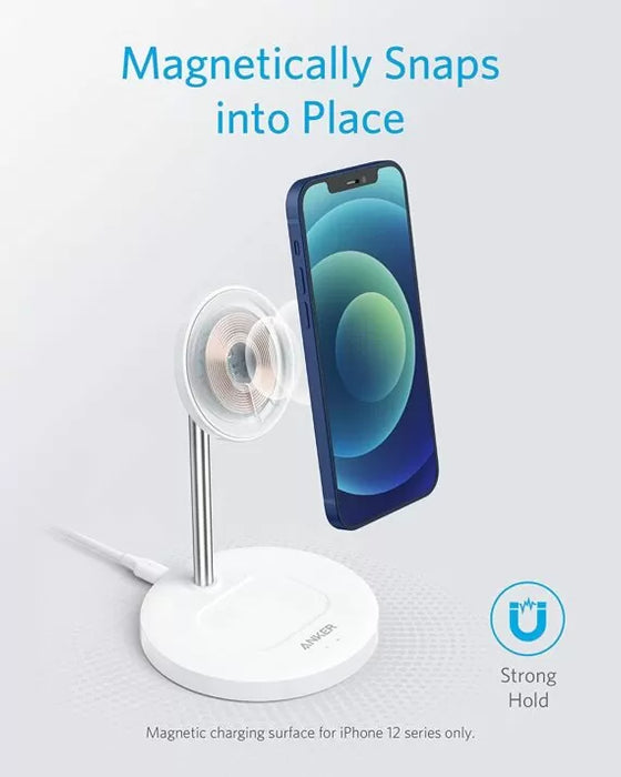 Anker PowerWave Magnetic 2-in-1 Wireless Charger Stand with 4 ft USB-C Cable, Wireless Charging Station - A2543H21