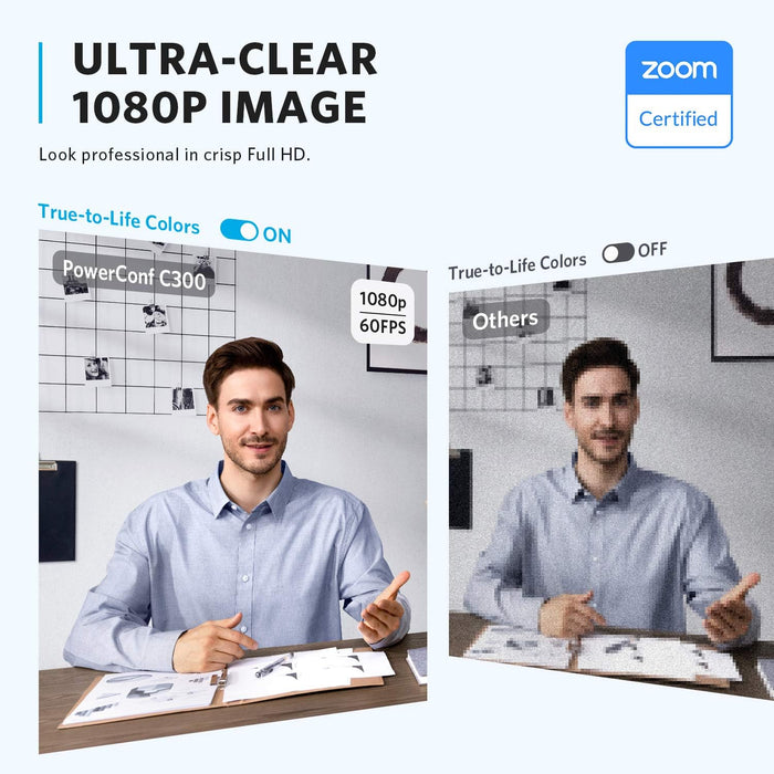 Anker A3361Z11 PowerConf C300 Smart Full HD Webcam, AI-Powered Framing & Autofocus, 1080p Webcam with Noise-Cancelling Microphones.