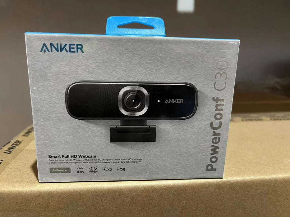 Anker A3361Z11 PowerConf C300 Smart Full HD Webcam, AI-Powered Framing & Autofocus, 1080p Webcam with Noise-Cancelling Microphones.