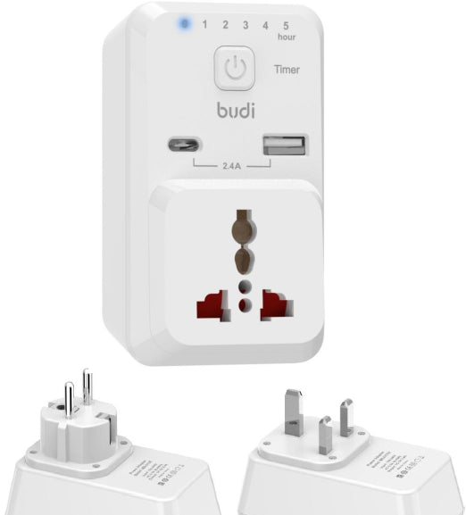 Budi AC313U / AC313E 12W/5V2.4A timer home charger