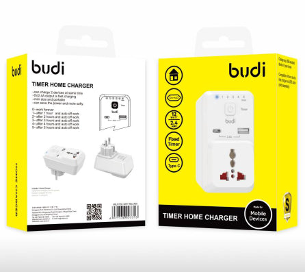 Budi AC313U / AC313E 12W/5V2.4A timer home charger