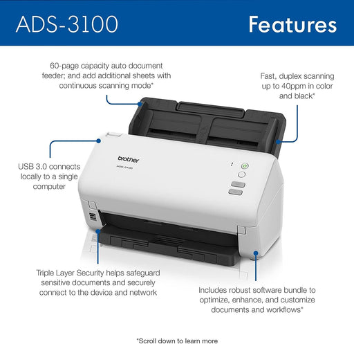 Brother ADS-3100 High-Speed Desktop Scanner