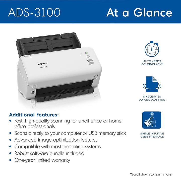 Brother ADS-3100 High-Speed Desktop Scanner