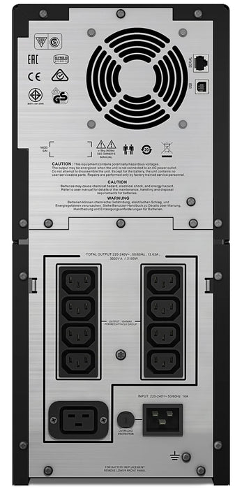 APC Smart-UPS C 3000VA LCD 230V Line Interactive, 3kVA, Tower, C13+1x IEC C19 (SMC3000I)