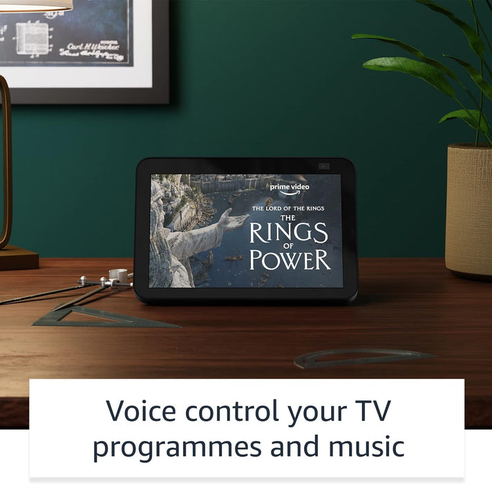 Amazon Echo Show 8 (2nd Gen)  with 8" HD screen, stereo sound & hands-free entertainment with Alexa