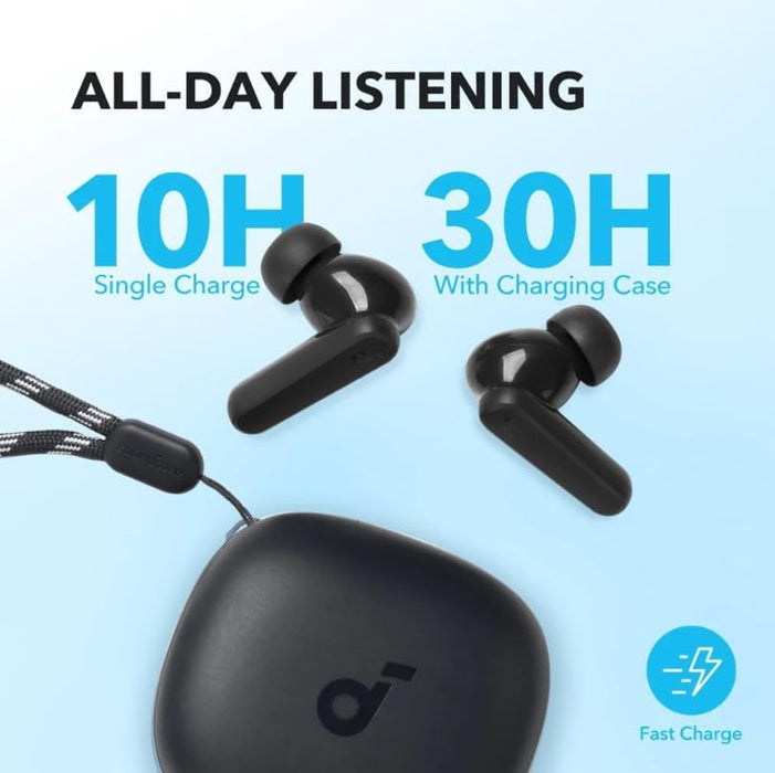 Anker Soundcore P25i True Wireless Earbuds - A3949Z11 offer 10H on a charge, 30H with the case, perfect for all-day use.