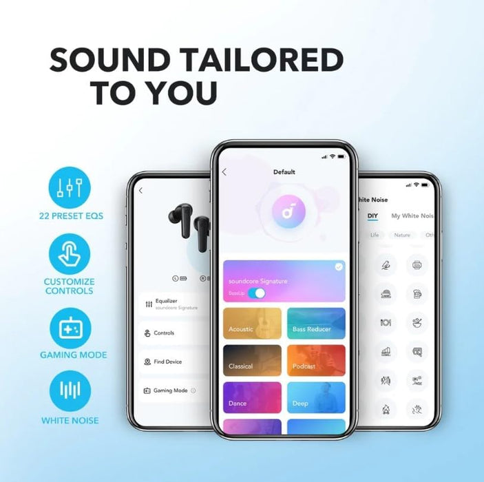 Customize your sound with the Anker Soundcore P25i True Wireless Earbuds - A3949Z11 for an immersive audio experience.