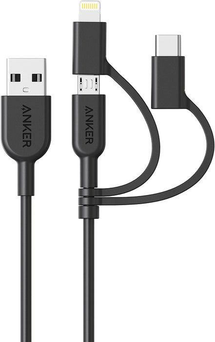 Anker PowerLine II 3-in-1 Cable Lightning/Type C (USB C)/Micro USB (A8436H11)0.9m