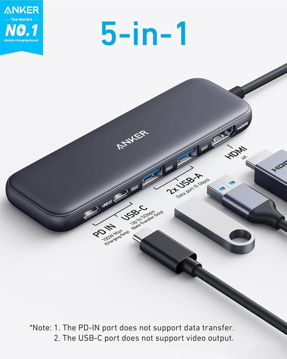 Anker 332 USB-C Hub (5-in-1, 100W) – A8355H11 – Black
