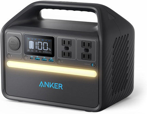 Anker 535 Portable Power Station, 512Wh Solar Generator (Solar Panel Optional) with LiFePO4 Battery Pack, 500W 9-Port Powerhouse, 4 AC Outlets, 60W USB-C PD Output, LED Light for Outdoor