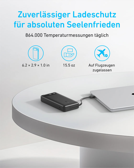 Anker A1383H11  Power Bank - 20,000mAh, 87W, Built-in USB-C Cable