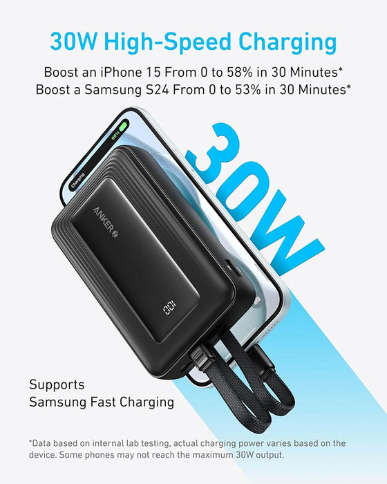 Anker A1681H11 Zolo 20,000mAh 30W Power Bank with Built in Lighting and USB-C Cables 