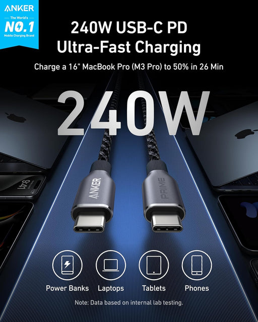 Anker A81D5H11  USB-C to USB-C Cable 3ft, 240W, Braided