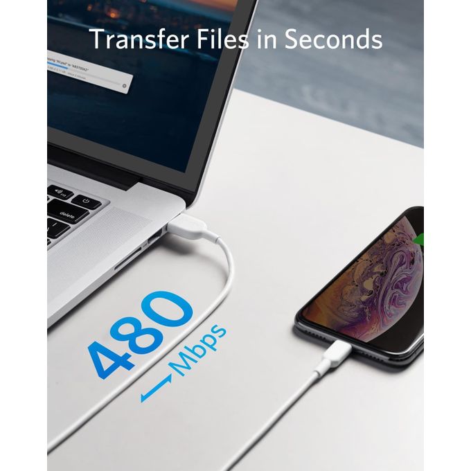 Anker A8432H22 Powerline II (3Ft) USB-A Cable With Lightning Connector