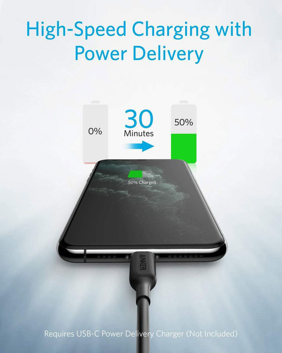 Anker A8833H11 Powerline III USB-C To Lighting 2.0 Cable 6ft