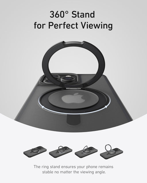 Anker Magnetic Phone Case for iPhone 15 Pro Max Case, Anti-Slip and Drop-Proof Protective Cover with 360° Ring Stand, iPhone Case Compatible with MagSafe, Exclusively Designed for iPhone 15 Pro Max