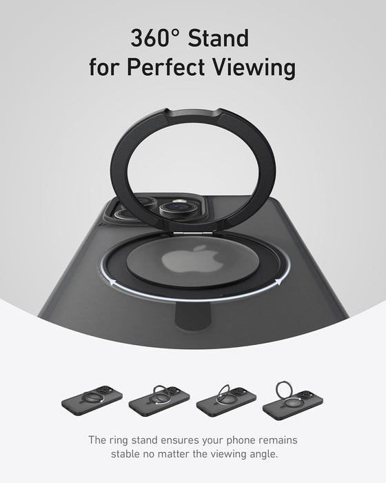 Anker Magnetic Phone Case for iPhone 15 Pro Max Case, Anti-Slip and Drop-Proof Protective Cover with 360° Ring Stand, iPhone Case Compatible with MagSafe, Exclusively Designed for iPhone 15 Pro Max