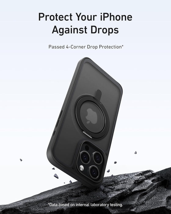 Anker Magnetic Phone Case for iPhone 15 Pro Max Case, Anti-Slip and Drop-Proof Protective Cover with 360° Ring Stand, iPhone Case Compatible with MagSafe, Exclusively Designed for iPhone 15 Pro Max