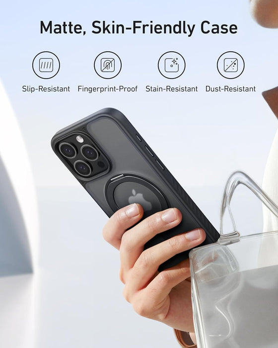 Anker Magnetic Phone Case for iPhone 15 Pro Max Case, Anti-Slip and Drop-Proof Protective Cover with 360° Ring Stand, iPhone Case Compatible with MagSafe, Exclusively Designed for iPhone 15 Pro Max