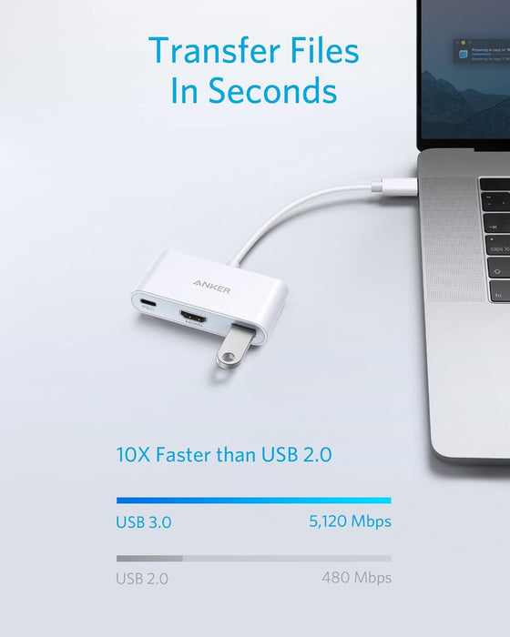 Anker USB C Hub, PowerExpand 3-in-1 USB C Hub, with 4K HDMI, 100W Power Delivery, USB 3.0 Data Port, for iPad Pro, MacBook Pro, MacBook Air, XPS, Note 20, Spectre, and More (White)