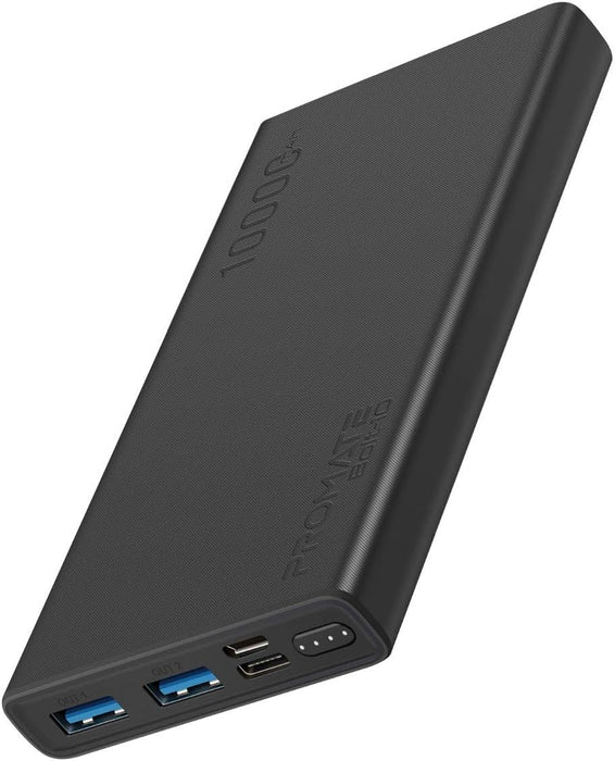 Promate 10000mAh Compact Smart Charging Power Bank with Dual USB Output (Bolt-10)