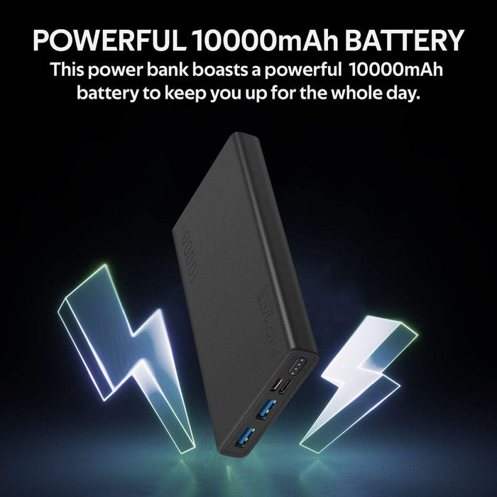 Promate 10000mAh Compact Smart Charging Power Bank with Dual USB Output (Bolt-10)