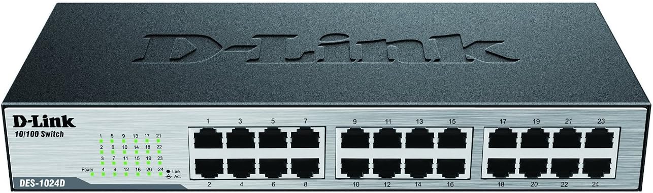  D-Link DES-1024D Fast Ethernet Switch, 24 Port Unmanaged 10/100 Mbps Desktop Rackmount Network Internet Hub 