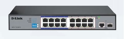  D-Link DES-F1016P-E 16-port Fast Ethernet Unmanaged Long Range 250m PoE+ Surveillance Switch