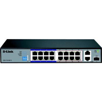  D-Link DES-F1016P-E 16-port Fast Ethernet Unmanaged Long Range 250m PoE+ Surveillance Switch