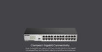 D-Link DGS-1024D, Ethernet Switch, 24 Port Gigabit Unmanaged Fanless Network Hub Desktop or Rack Mountable, 