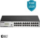 D-Link DGS-1024D, Ethernet Switch, 24 Port Gigabit Unmanaged Fanless Network Hub Desktop or Rack Mountable, 