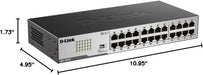 D-Link DGS-1024D, Ethernet Switch, 24 Port Gigabit Unmanaged Fanless Network Hub Desktop or Rack Mountable, 