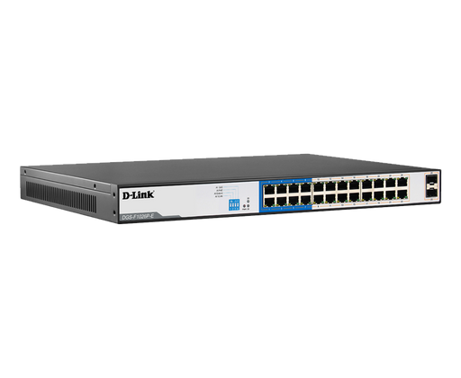 D-Link 24-Port 1000Mbps 250M PoE Switch + 2 SFP Ports,250W PoE budget - DGS-F1026P-E