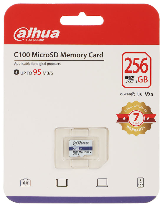 Dahua 256GB C10/U3/V30 MicroSD Memory Card DHI-TF-C100/256GB