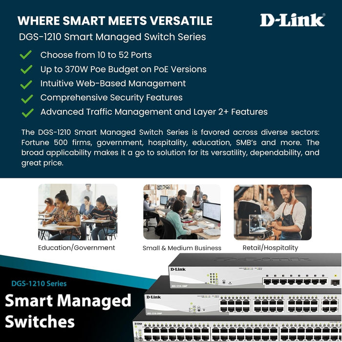 Dlink DGS-1210-28 28-Port Gigabit Smart Managed Switch Non-POE