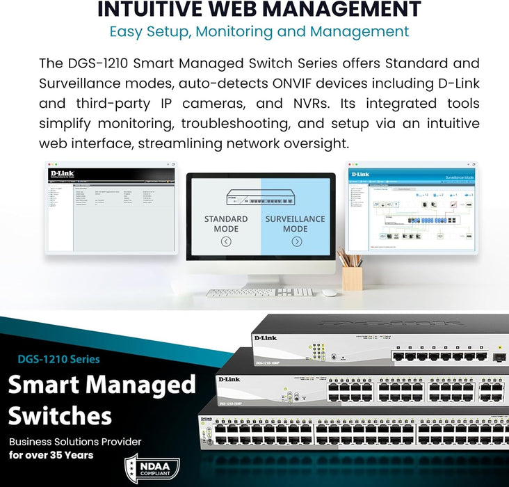 Dlink DGS-1210-28 28-Port Gigabit Smart Managed Switch Non-POE