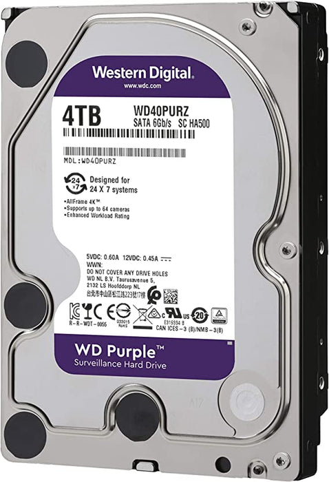 Western Digital 4TB Surveillance Internal Hard Disk Drive 64 MB ,5400 rpm - WD42PURZ Purple