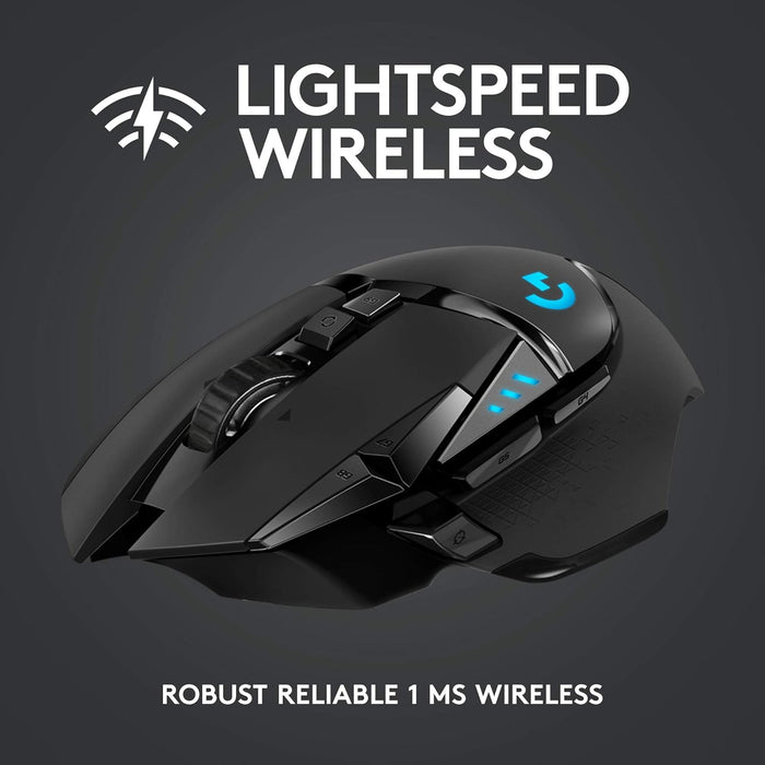 Logitech G502 Lightspeed Wireless Gaming Mouse with Hero 25K Sensor, PowerPlay Compatible, Tunable Weights and Lightsync RGB