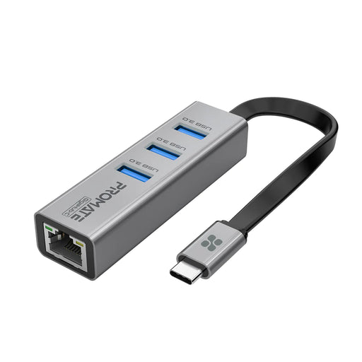 Promate Multi-Port USB-C Hub with 3 USB 3.0 Ports & 1000Mbps Ethernet, LAN Port (GigaHub-C)