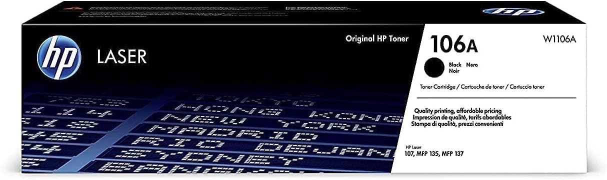 HP 106A Black Original LaserJet Toner Cartridge (W1106A)