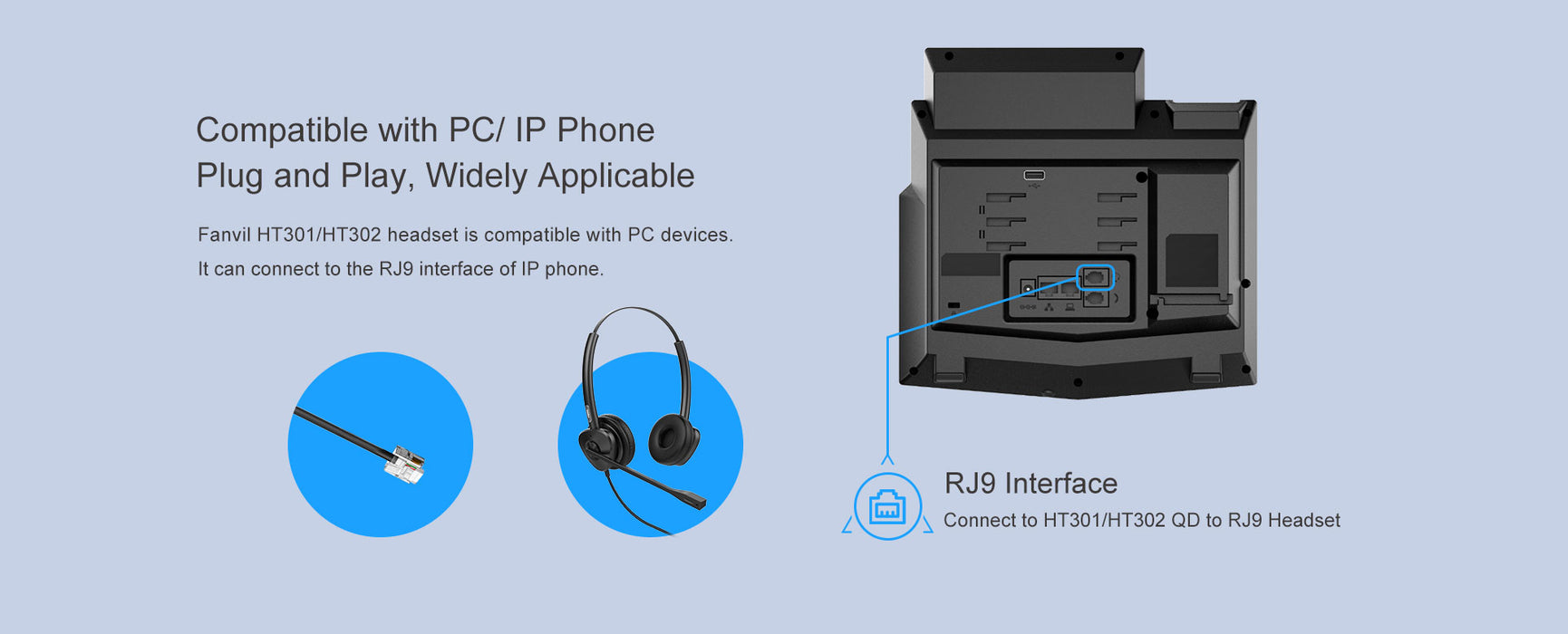 Fanvil HT301 RJ9 USB Wired Headset