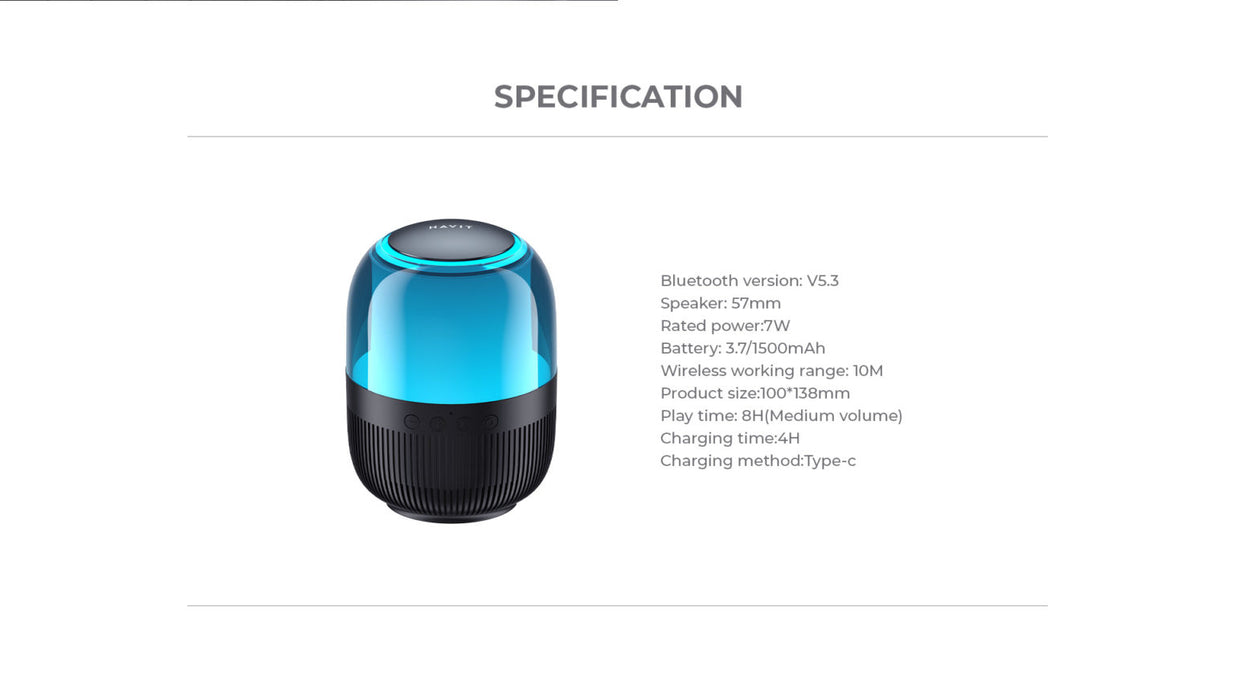 Havit SK889BT Multi-color Ambient Light Bluetooth Speaker