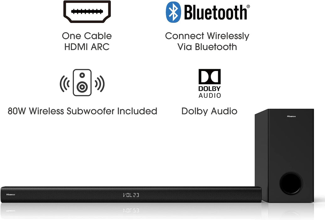 Hisense HS218 2.1 Channel Soundbar With Wireless Subwoofer