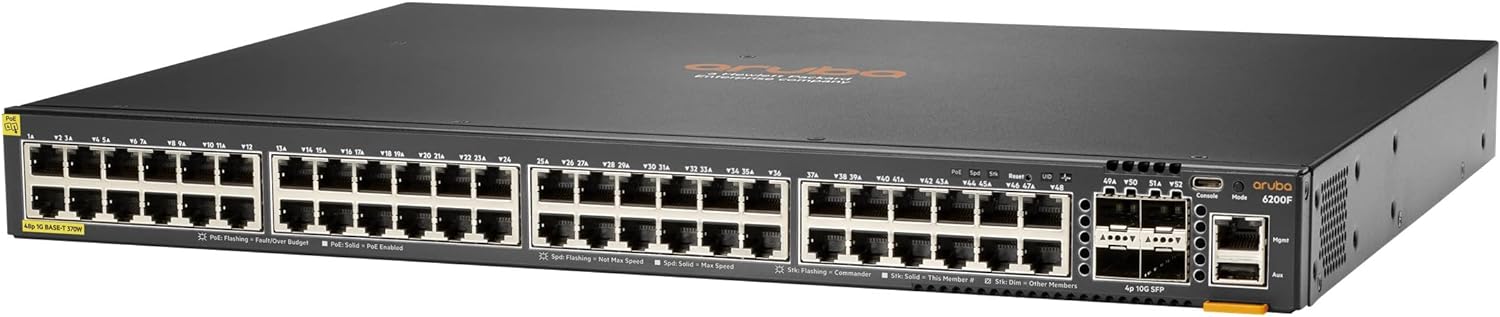 Aruba 6200F 48G Class4 PoE 4SFP+ 370W Switch - JL727A