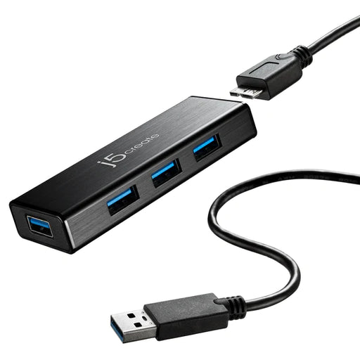 j5create USB™ 3.0 4-Port Mini Hub with power cord - JUH340