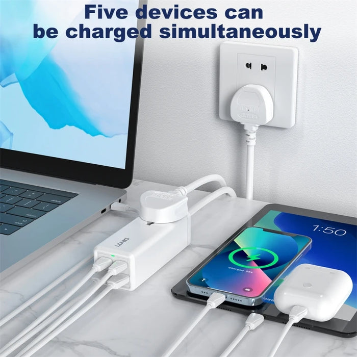 LDNIO SC1418 65W PD Adapter Multifunction Charger Power Extension with Surge Protection, 2 USB-C+ 2USB-A, 2M code